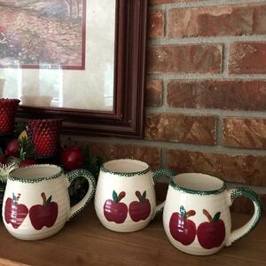 Vintage 3 Pc Apple Garden Stoneware